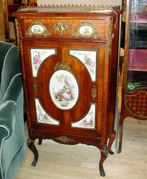 Lot image - Napoleon III Porcelain Mounted Mahogany Music Cabinet