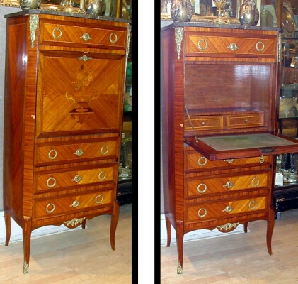 Lot image - Louis XV Style Kingwood and Marquetry Secretaire a Abattant