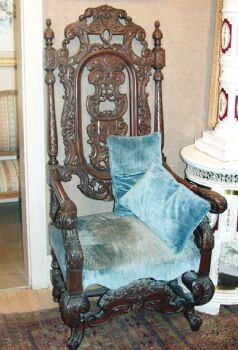 Lot image - Baroque Style Carved Walnut Armchair