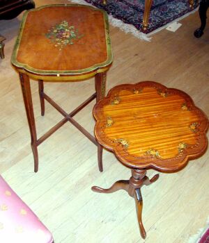 Lot image - Two Edwardian Painted Satinwood Occasional Tables