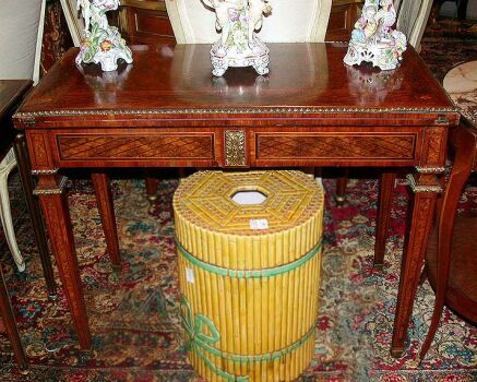 Lot image - Louis XVI Style Gilt-Bronze Mounted Marquetry and Burl-Wood Fold-Over Card Table