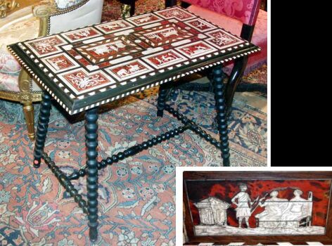 Lot image - Renaissance Style Bone and Shell Inlaid Side Table