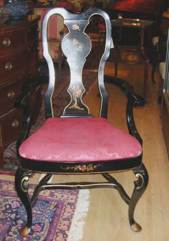 Lot image - Set of Eight Georgian Style Ebonized Dining Chairs