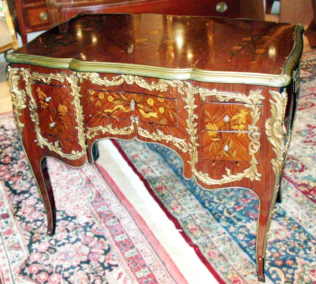 Lot image - Louis XV Style Marquetry Inlaid Desk