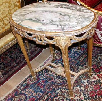 Lot image - Louis XVI Style Gilt Wood Center Table