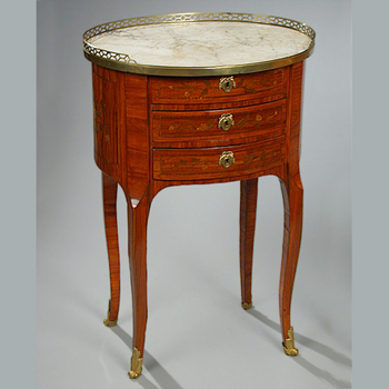 Lot image - Louis XV/XVI Gilt-Bronze Mounted Marquetry Kingwood Table a Chiffonniere