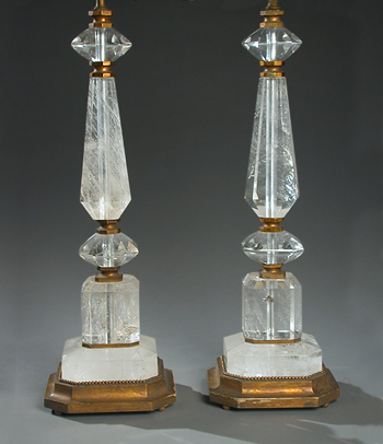 Lot image - Pair of Rock Crystal Lamps