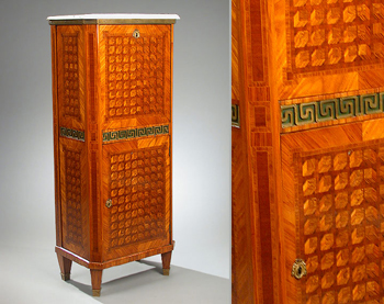 Lot image - Louis XVI Style Gilt-Bronze Mounted Parquetry Kingwood Diminutive Secretaire a Abattant