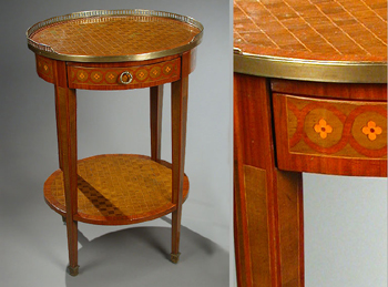 Lot image - Louis XVI Style Gilt-Bronze Mounted Marquetry Inlaid Kingwood Gueridon