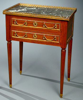 Lot image - Louis XVI Gilt-Bronze Mounted Mahogany Table a Chiffonniere