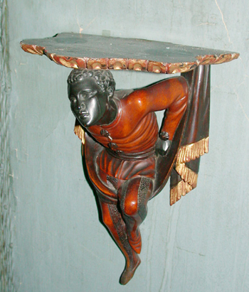 Lot image - Pair of Venetian Polychrome Decorated Blackamoor Brackets