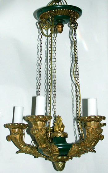 Lot image - Empire Style Gilt and Patinated-Bronze Five-Light Chandelier