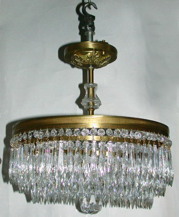 Lot image - Empire Style Gilt-Bronze and Cut Glass Chandelier
