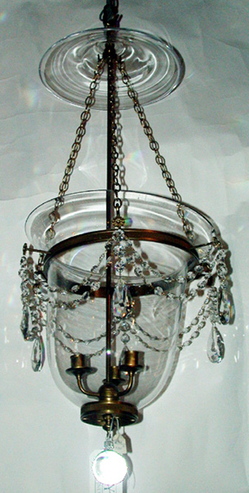 Lot image - George III Style Gilt-Bronze and Cut Glass Bell-Form Lantern