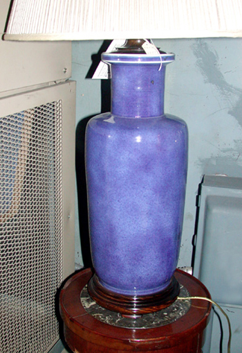 Lot image - Chinese Powder Blue Porcelain Roleau Vase