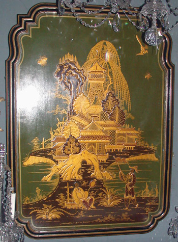 Lot image - George III Style Gilt-Decorated Green and Black Lacquered Panel