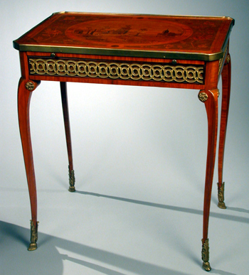 Lot image - Louis XV Gilt-Bronze Mounted Marquetry Inlaid Kingwood Table a Ecrire