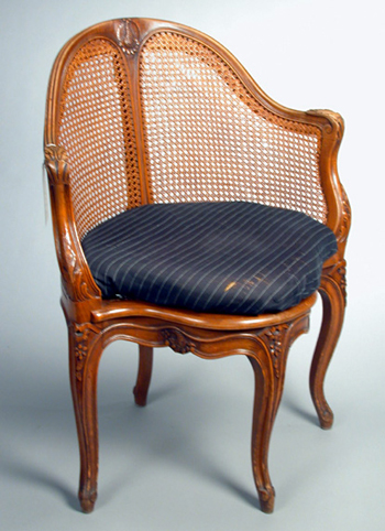 Lot image - Louis XV Style Beechwood and Caned Fauteuil de Bureau