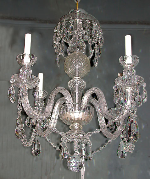 Lot image - George III Style Cut Glass Four-Light Chandelier