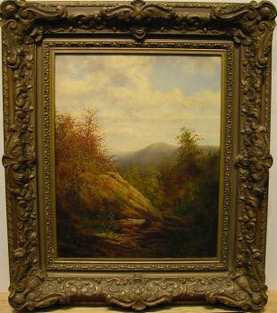 Lot image - William C.A. Frerichs American, 1829-1905 FIGURE IN A MOUNTAIN LANDSCAPE