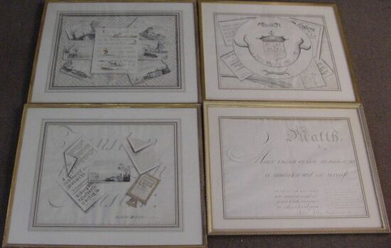 Lot image - Dutch School 18th/19th Century CALLIGRAPHY DRAWINGS: FOUR