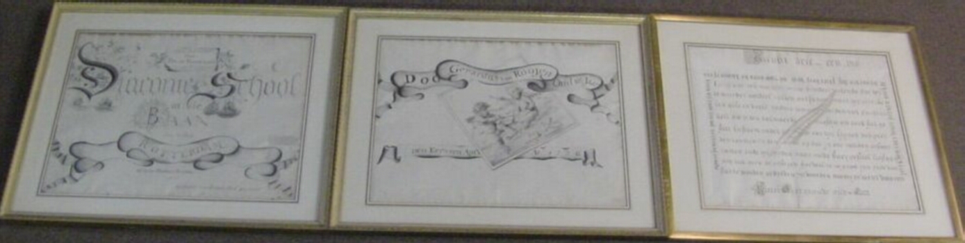 Lot image - Gerardus van Roojen Dutch, 18th/19th century CALLIGRAPHY DRAWINGS: TWO  Together with Pieter Overgaarde CALLIGRAPHY DRAWING