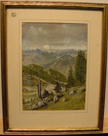 Lot image - Anthony F. Trice American, 20th century INDIAN HENRY IN MOUNT RAINIER - MOUNT ST. HELENS IN THE DISTANCE