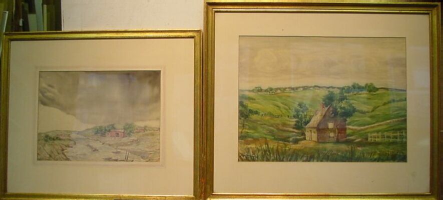 Lot image - John Wenger American, 1887-1976 (i) RIVER BARGE  (ii)  LATE AFTERNOON: TWO