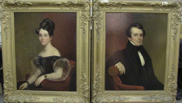 Lot image - Attributed to John Wesley Jarvis PORTRAIT OF A GENTLEMAN and PORTRAIT OF A WOMAN: TWO