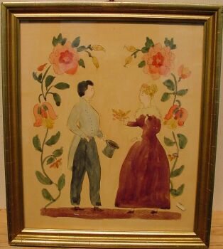 Lot image - Pennsylvania German School 19th/20th Century TWO FIGURES