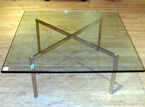Lot image - Chrome and Glass Low Table Designed by Mies Van Der Rohe