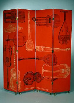 Lot image - Lacquered Four-Panel Screen