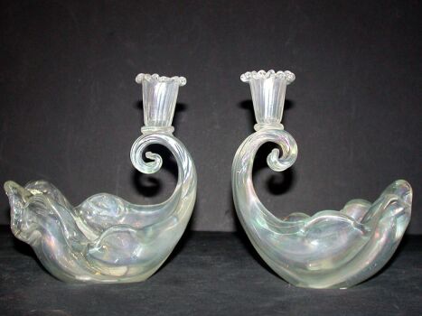 Lot image - Pair of Italian Glass Candlesticks