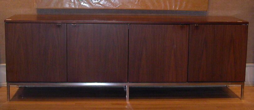 Lot image - Chrome and Walnut Credenza
