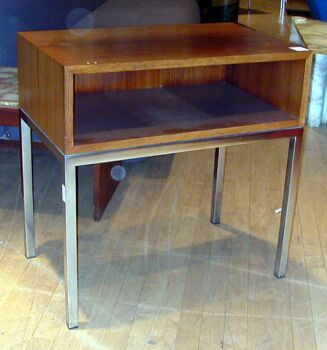 Lot image - Knoll Chrome and Walnut Side Table