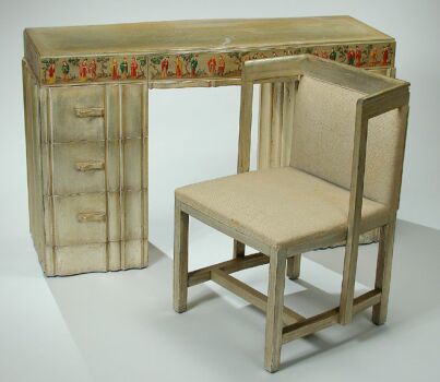 Lot image - Silvered Wood Dressing Table and Chair