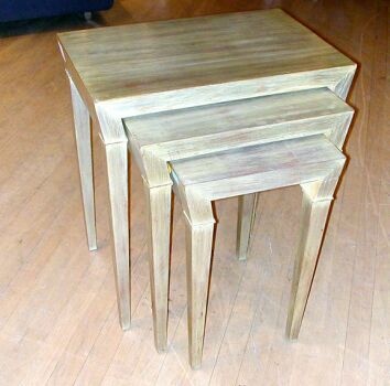 Lot image - Nest of Three Silvered Wood Tables