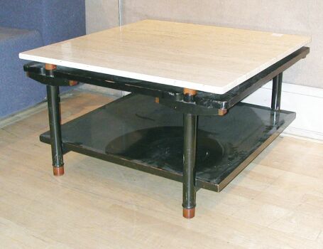 Lot image - Lacquer and Marble Low Table