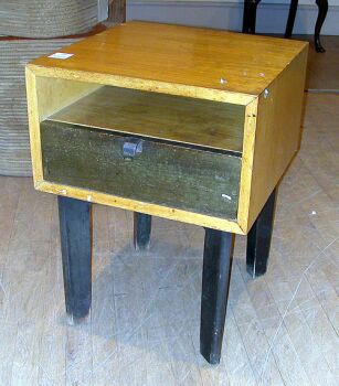 Lot image - Blond Wood Bedside Table