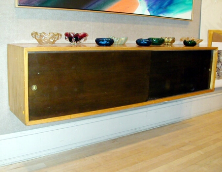 Lot image - Blond Wood Hanging Cabinet