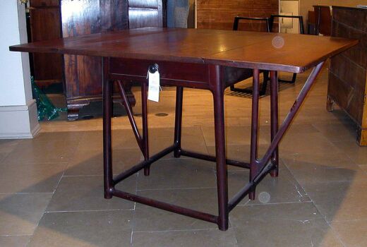 Lot image - Danish Stained Wood Drop-Leaf Table
