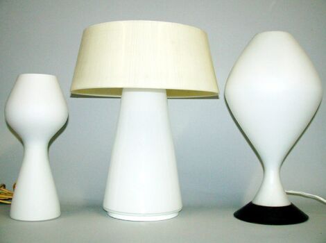 Lot image - Group of Three White Glass Lamps