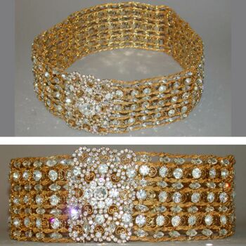Lot image - Rhinestone and Gilt Filigree Jeweled Belt