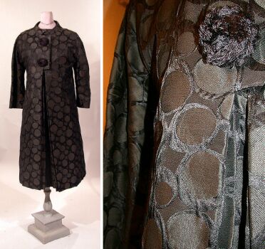 Lot image - Galanos Black Ring Pattern Cocktail Ensemble American, early 1960s