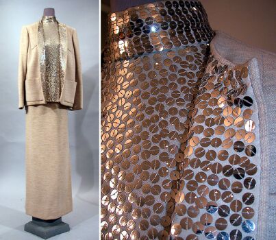 Lot image - Norell Sequined Knit Evening Ensemble American, 1960s