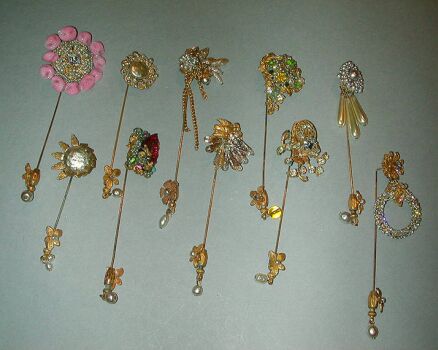 Lot image - Group of Miriam Haskell Stickpins 1940s/50s