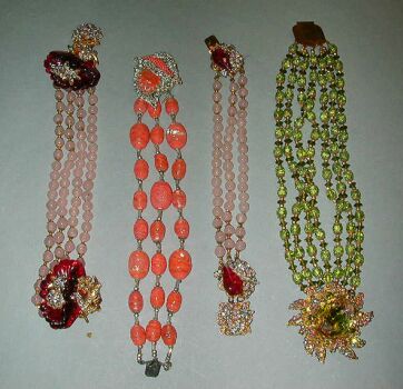 Lot image - Four Miriam Haskell Bead Bracelets 1950s
