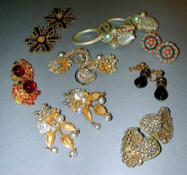 Lot image - Eight Pairs Miriam Haskell Earrings