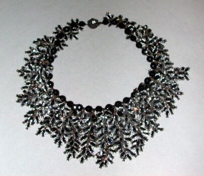 Lot image - Miriam Haskell Black and Crystal Cluster Necklace