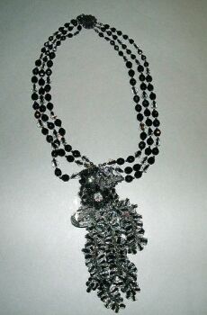 Lot image - Miriam Haskell Black and Crystal Drop Necklace